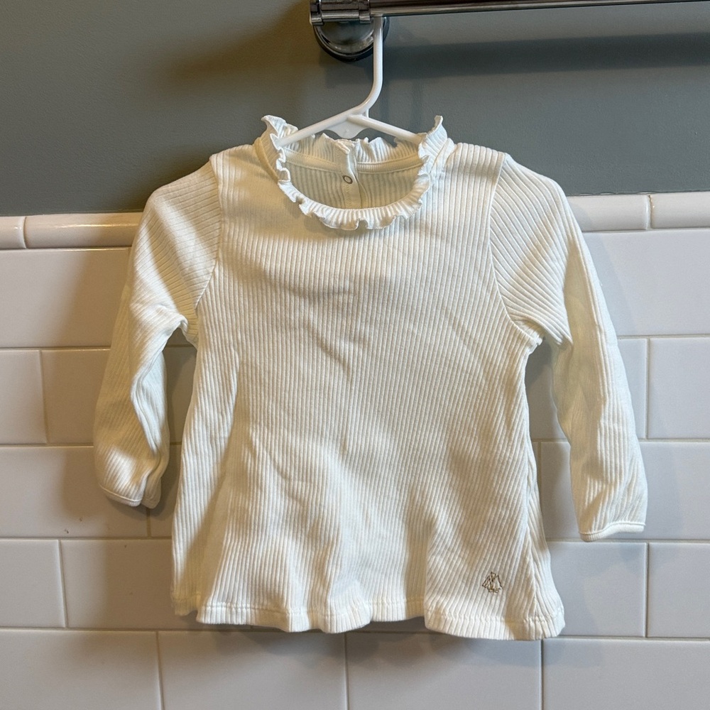 NWT: Petit Bateau white cotton ruffle Blouse 36M